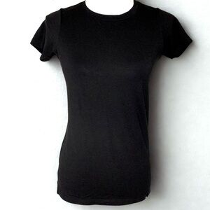 Rokwolf Women Crew Neck T-Shirt Black Size XS Pima Cotton Blend